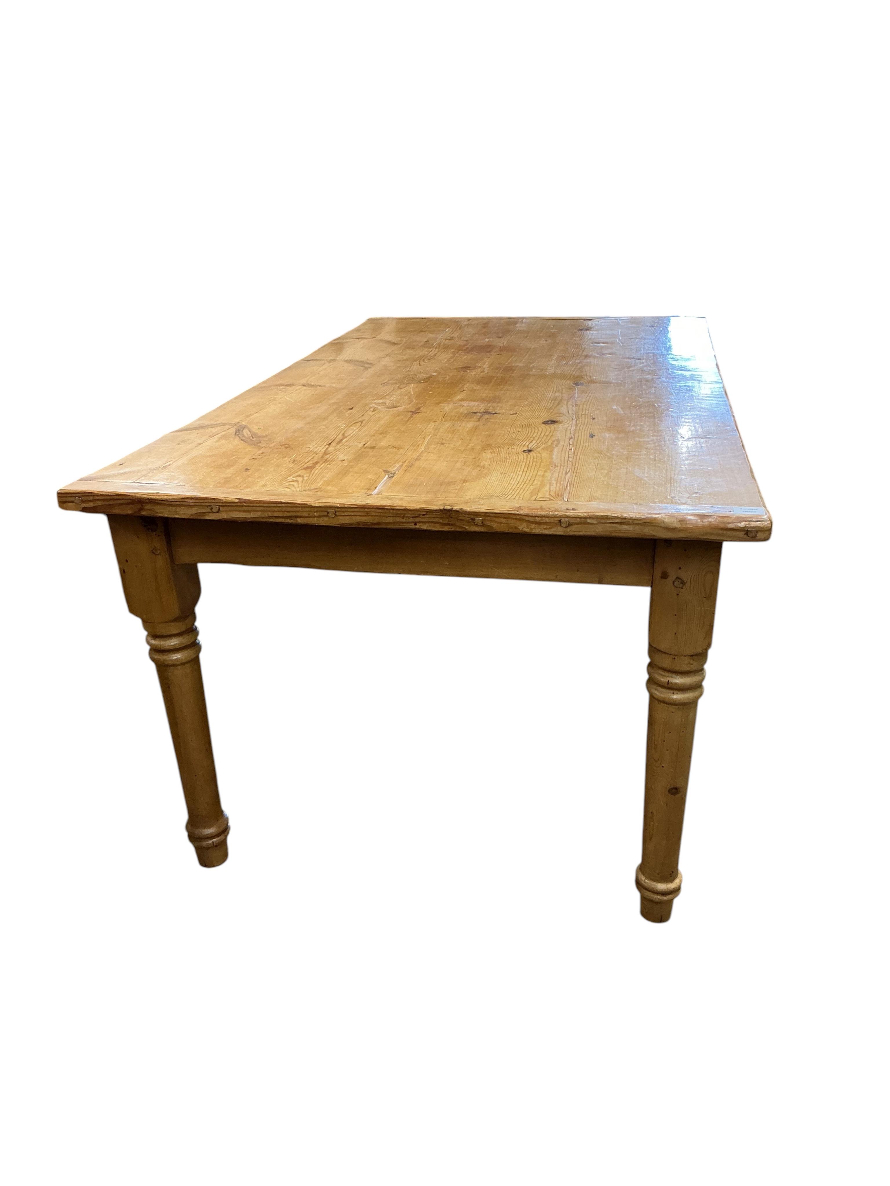 A Victorian style rectangular pine kitchen table, width 182cm, depth 102cm, height 77cm
